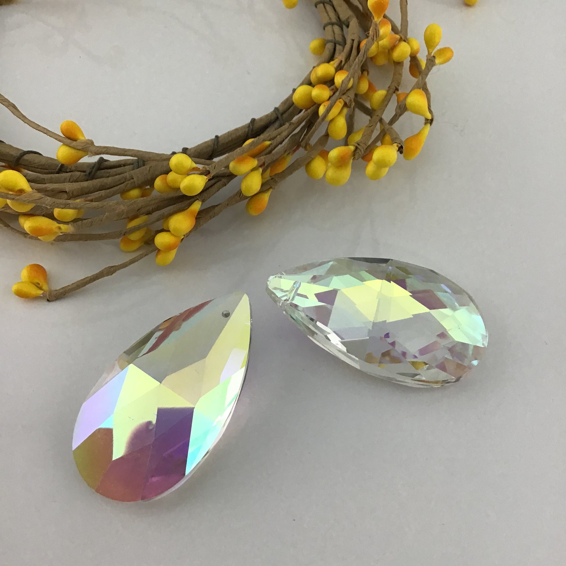 Glass Teardrop Pendant, Clear AB | Bellaire Wholesale