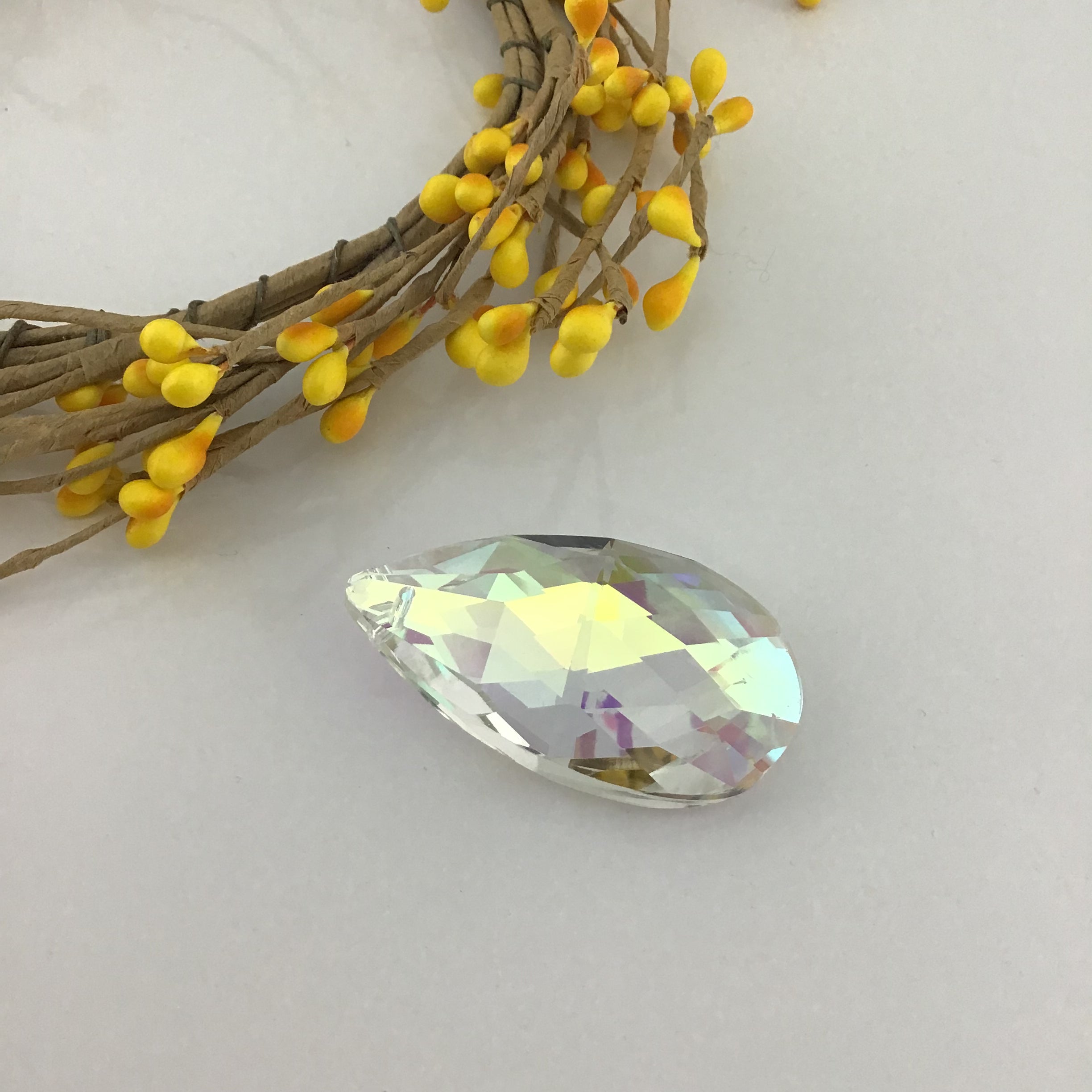 Glass Teardrop Pendant, Clear AB | Bellaire Wholesale