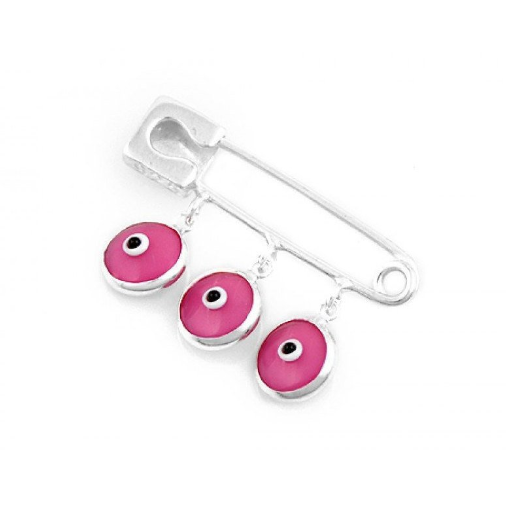 Sterling Silver Pink Evil Eye Safety Pin | Bellaire Wholesale