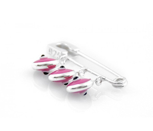 Sterling Silver Pink Evil Eye Safety Pin | Bellaire Wholesale