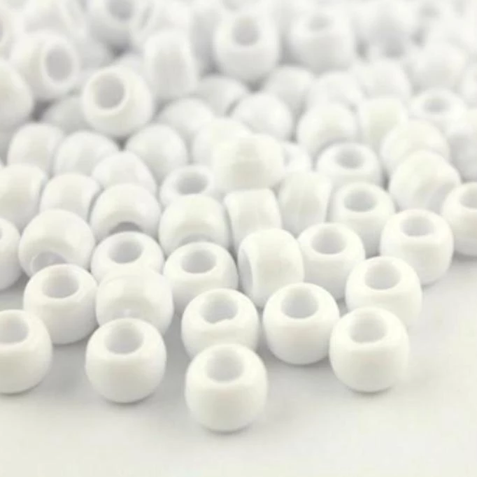 Plastic Beads, 4X6 Pony Beads, White | Bellaire Wholesale
