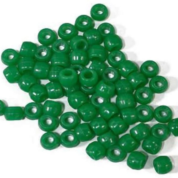 Plastic Beads, 4X6 Pony Beads, Dark Green | Bellaire Wholesale