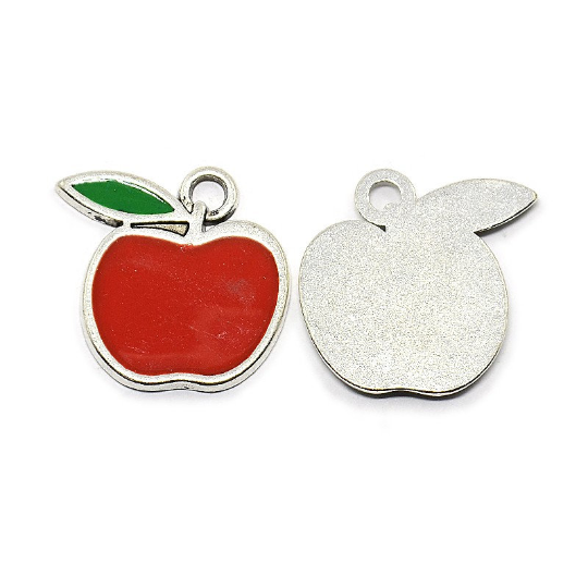 Alloy Red Apple Charm, Enamel Charm | Bellaire Wholesale