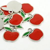 Alloy Red Apple Charm, Enamel Charm | Bellaire Wholesale