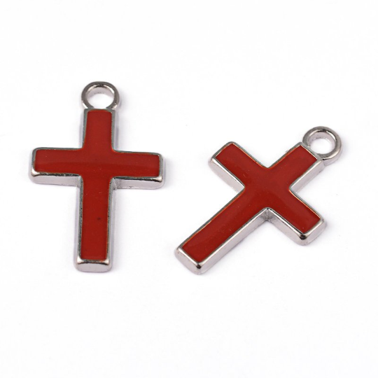 Alloy Red Enamel Cross Charm | Bellaire Wholesale