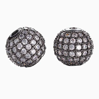 6mm, 8mm CZ Pave Round Gunmetal Bead | Bellaire Wholesale