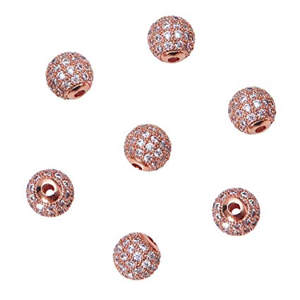 10mm CZ Pave Bead Round Rose Gold Bead | Bellaire Wholesale