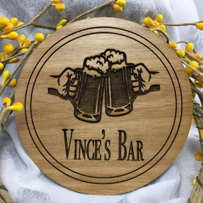 Round Coaster Laser Engraved Wood Charm | Bellaire Wholesale