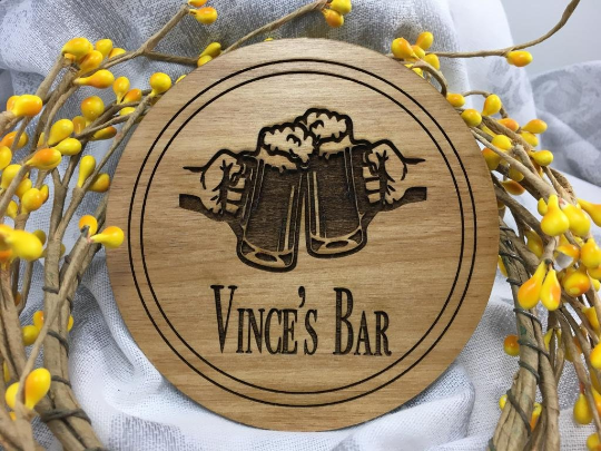 Round Coaster Laser Engraved Wood Charm | Bellaire Wholesale