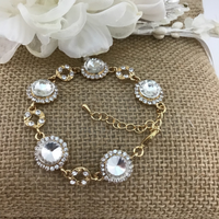 Crystal Round Shape Gold Bridal Bracelet | Bellaire Wholesale