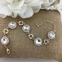 Crystal Round Shape Gold Bridal Bracelet | Bellaire Wholesale