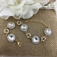 Crystal Round Shape Gold Bridal Bracelet | Bellaire Wholesale