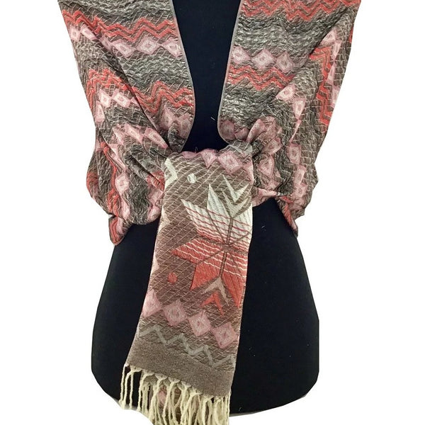 Floral Tribal Print Shaded Pashmina Scarf | Bellaire Wholesale