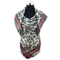 Leopard Print Red and Green Blanket Scarf | Bellaire Wholesale
