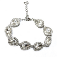 Crystal Teardrop Shape Silver Crystal Bracelet | Bellaire Wholesale