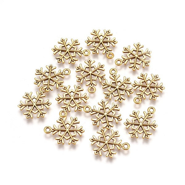 Gold and Antique Gold Alloy Snowflake Charm | Bellaire Wholesale