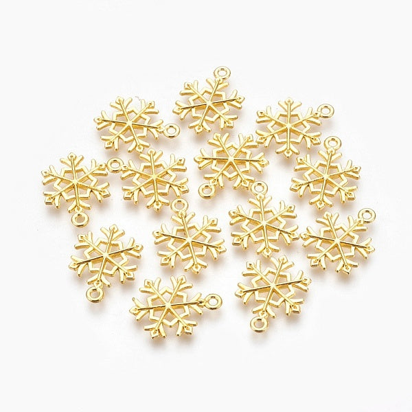 Gold and Antique Gold Alloy Snowflake Charm | Bellaire Wholesale