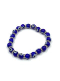 Blue Evil Eye Glass Bead Bracelet