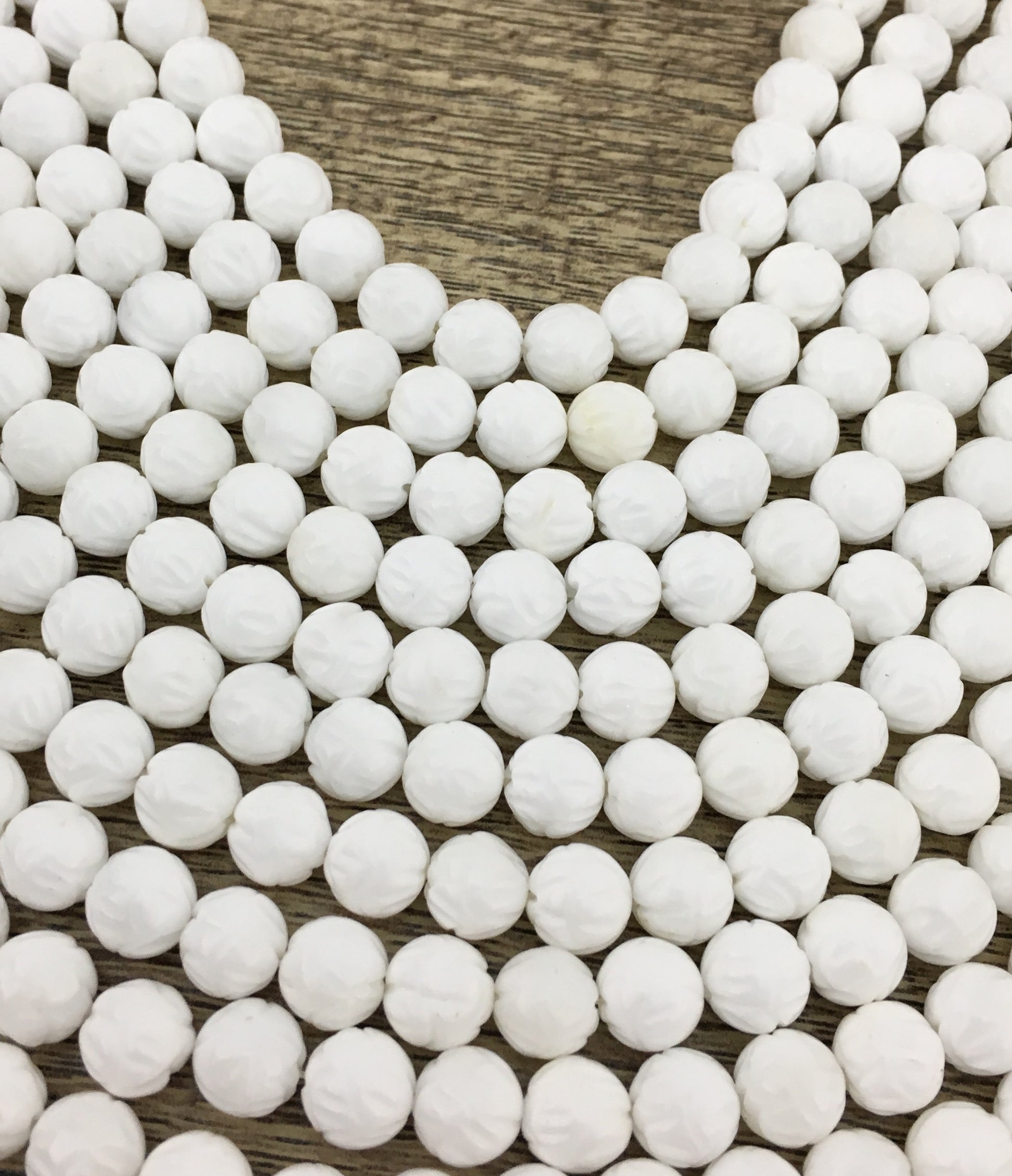 12mm White Carved Lotus Flower Tridacna Beads | Bellaire Wholesale