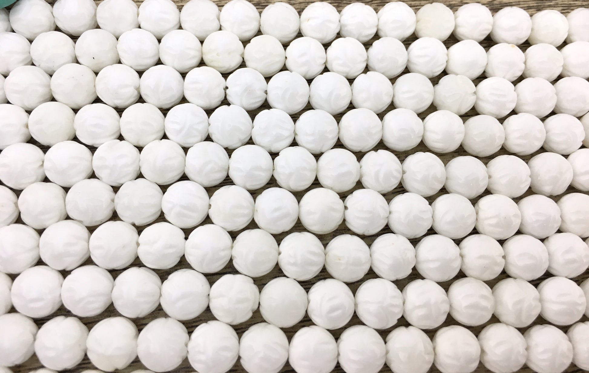 8mm White Carved Lotus Flower Tridacna Beads | Bellaire Wholesale