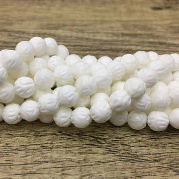 8mm White Carved Lotus Flower Tridacna Beads | Bellaire Wholesale