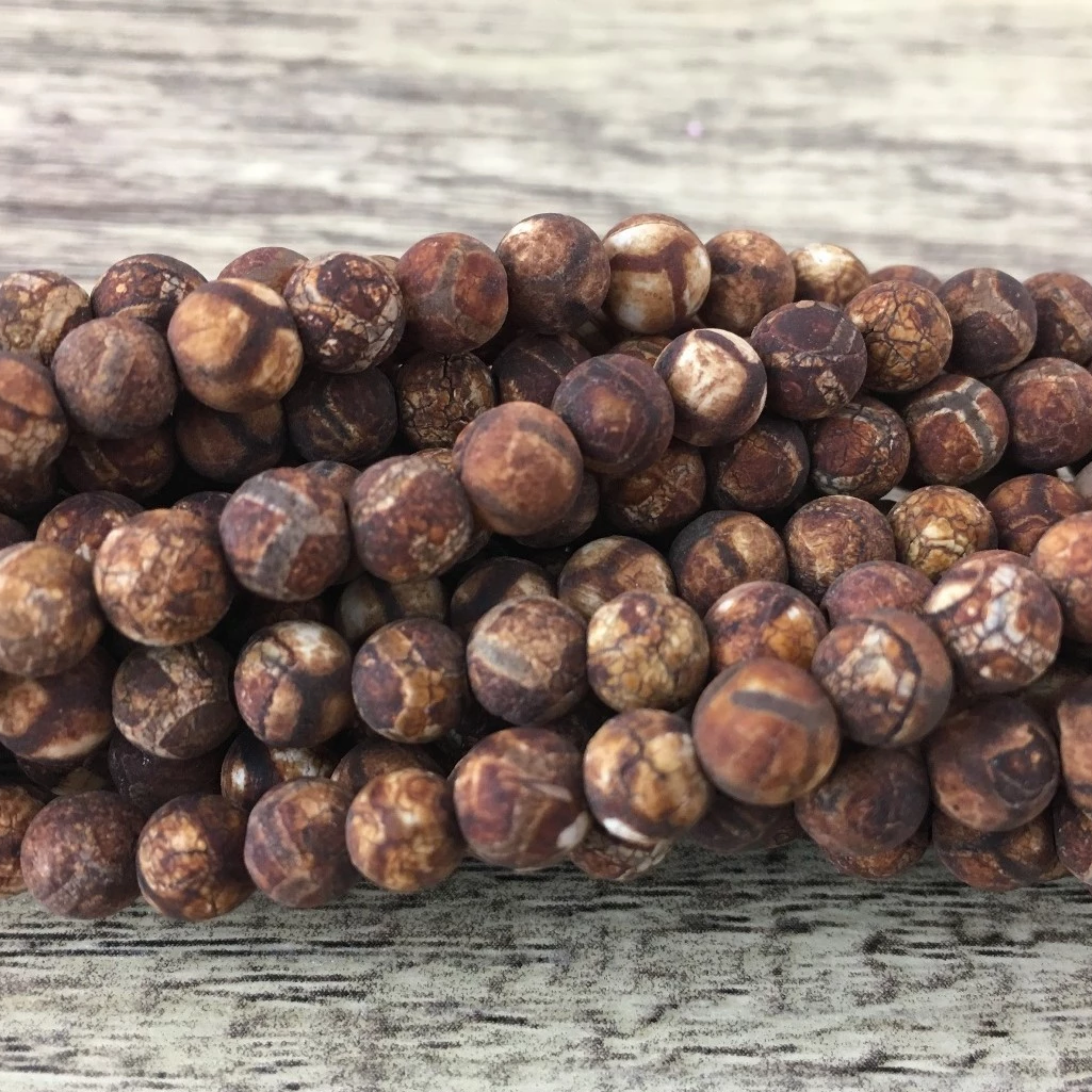 10mm Frosted Wood Agate Beads | Bellaire Wholesale