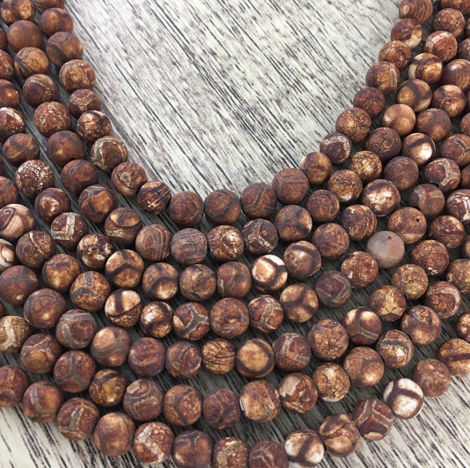 10mm Frosted Wood Agate Beads | Bellaire Wholesale