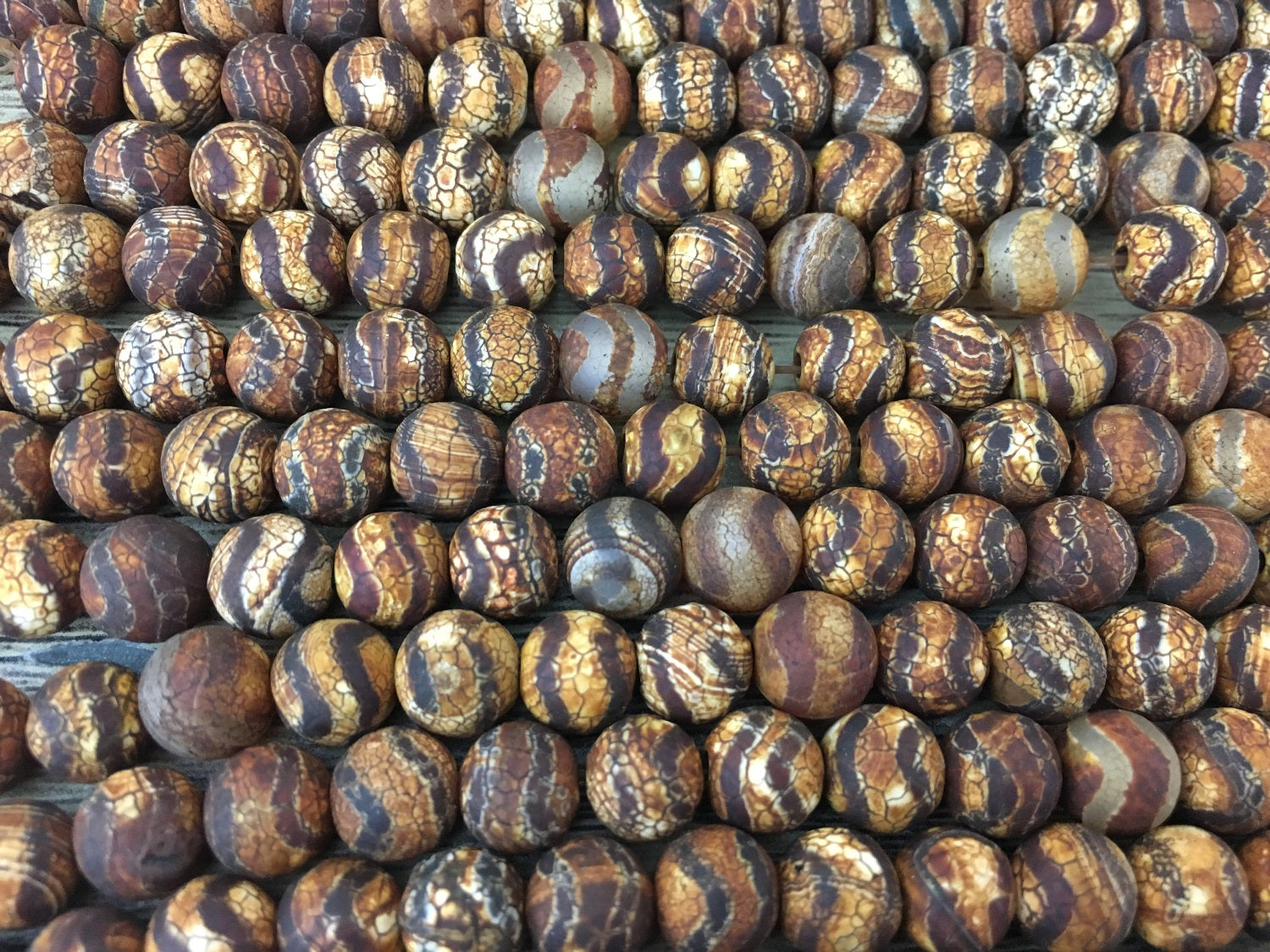 8mm Frosted Wood Agate Beads | Bellaire Wholesale