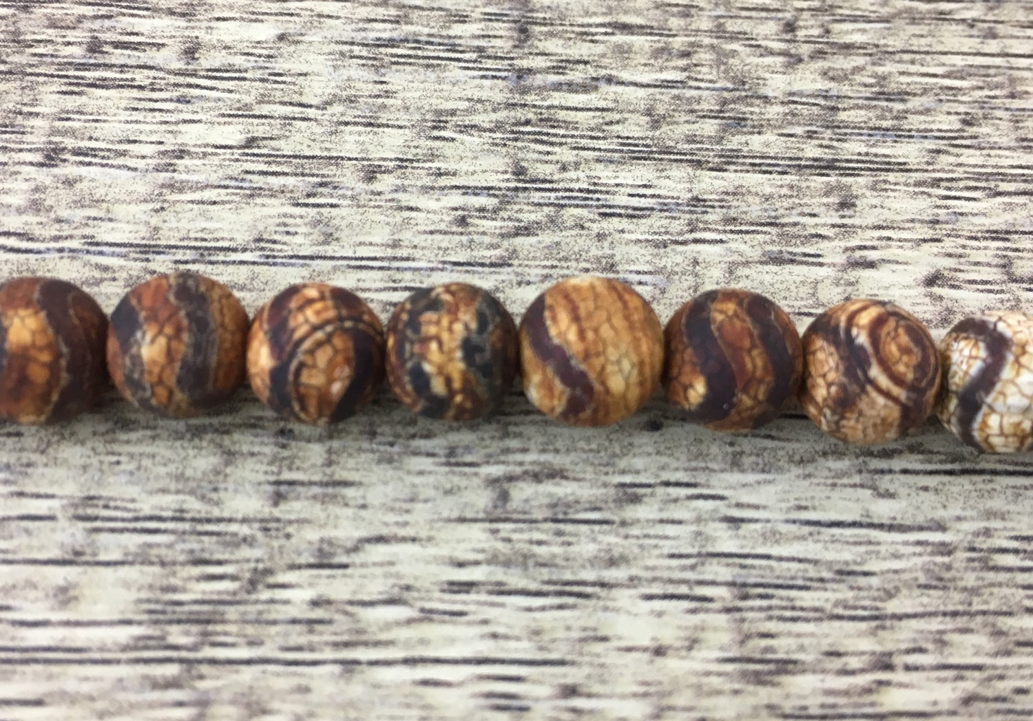 8mm Frosted Wood Agate Beads | Bellaire Wholesale