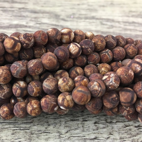 6mm Frosted Wood Agate Beads | Bellaire Wholesale