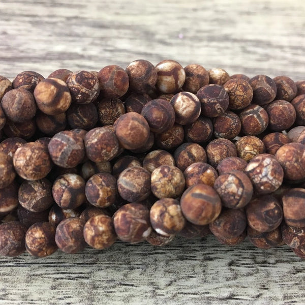 8mm Frosted Wood Agate Beads | Bellaire Wholesale