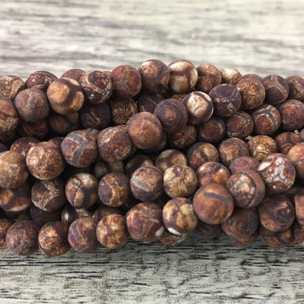 10mm Frosted Wood Agate Beads | Bellaire Wholesale