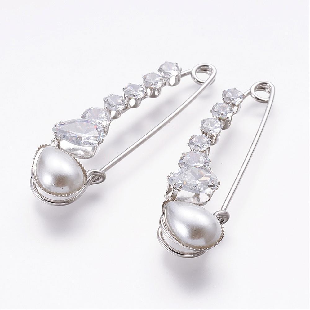 Silver Plated Brooch with tear drop pearl | Bellaire Wholesale