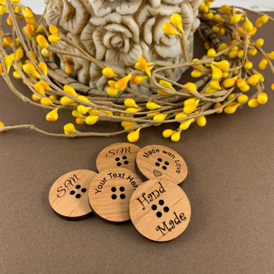 Personalized Laser Engraved Wood Button | Bellaire Wholesale