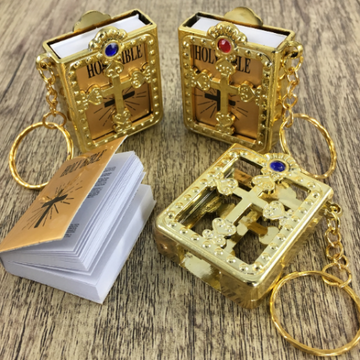 Holy Bible Keychain, Gold | Bellaire Wholesale