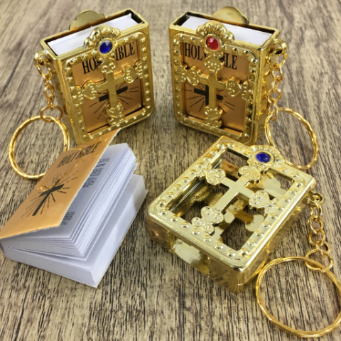 Holy Bible Keychain, Gold | Bellaire Wholesale