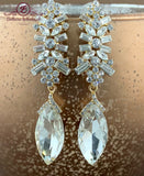 Crystal Baguette Marquise Earrings, Gold | Bellaire Wholesale
