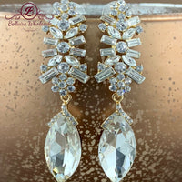 Crystal Baguette Marquise Earrings, Gold | Bellaire Wholesale