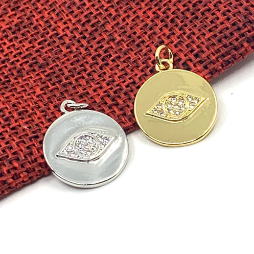 Coin Evil Eye Gold Charm | Bellaire Wholesale