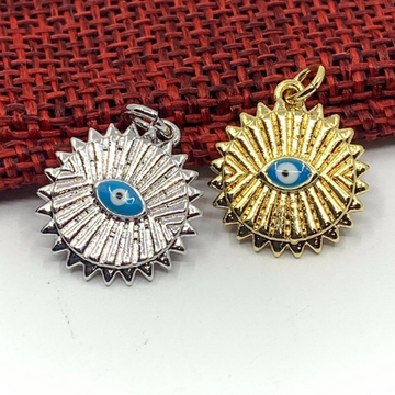 Round Blue Evil Eye Rhodium/ gold plated charm