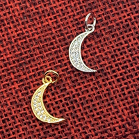 Half Moon Gold Rhodium, CZ Pave charm | Bellaire Wholesale