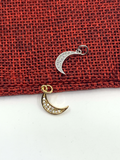 Half Moon Gold Rhodium, CZ Pave charm | Bellaire Wholesale