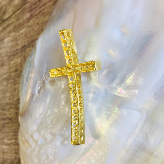 Gold Cross with Pearls Connector | Bellaire Wholesale