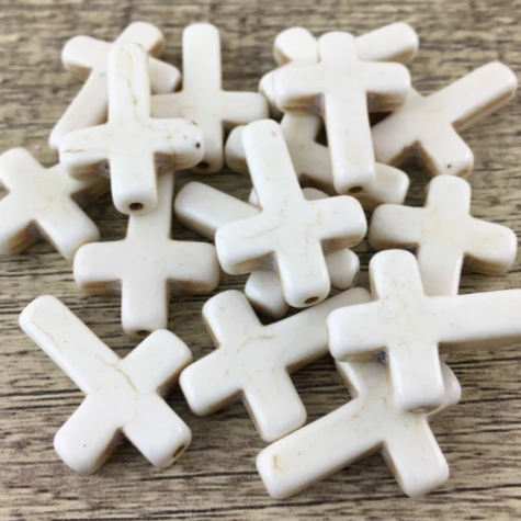 Ivory Howlite Cross Beads | Bellaire Wholesale
