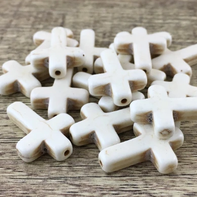 Ivory Howlite Cross Beads | Bellaire Wholesale