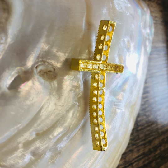 Gold Cross with Pearls Connector | Bellaire Wholesale