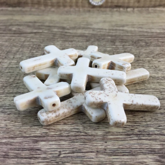 Ivory Howlite Cross Beads | Bellaire Wholesale
