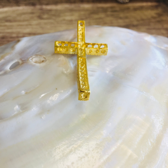 Gold Cross with Pearls Connector | Bellaire Wholesale