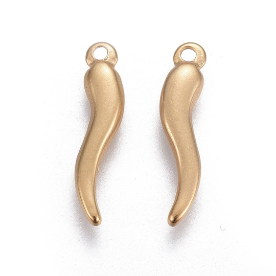 Silver & Gold Stainless Steel Horn Charm | Bellaire Wholesale