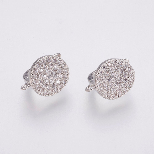 Silver Earring Post with Clear Stones | Bellaire Wholesale